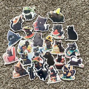 💚 2/$15 Black Cat Sticker Set